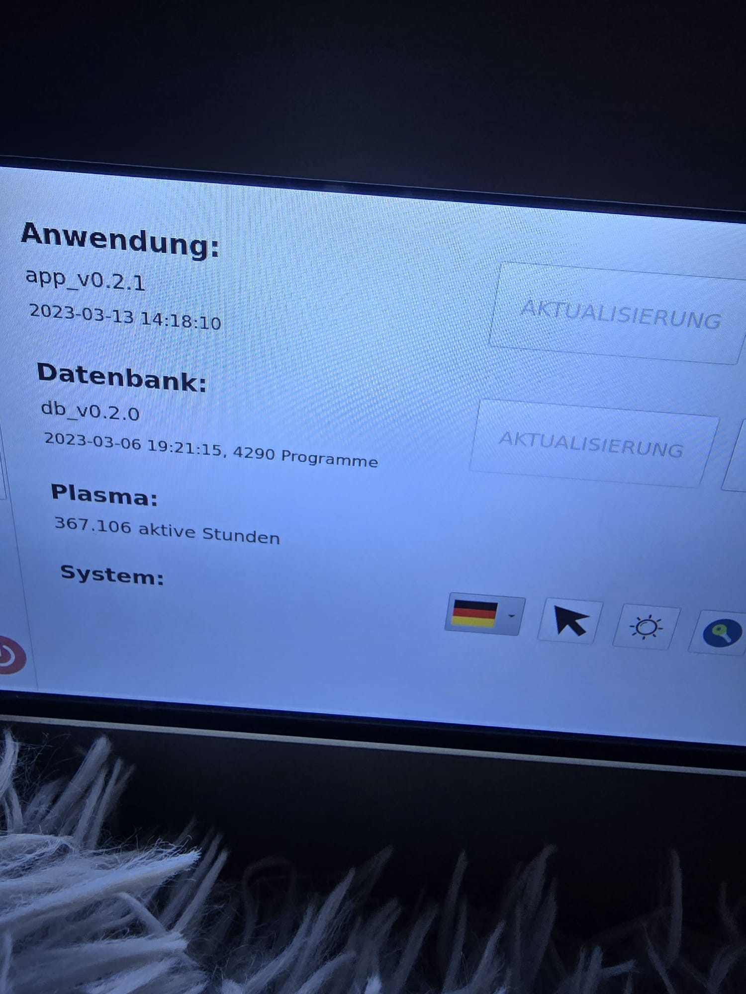 Betriebsstunden und Gerätedaten
